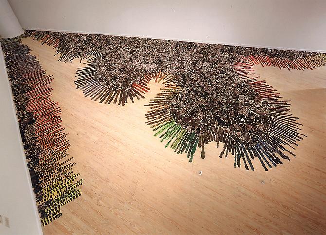 Polly Apfelbaum
Split , 1998
synthetic crushed velvet, dye
dimensions vary with installation
