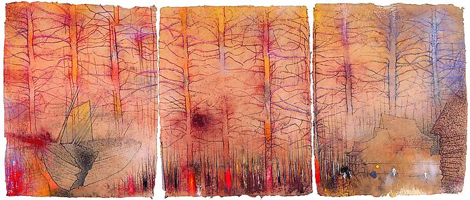  Abandoned Forest (Broken Boat), 2012 
Triptych, pastel on handmade paper
Overall: 34 5/8 x 82 5/8 in./ 88 x 210 cm, Signed by the artist
 Price upon request 