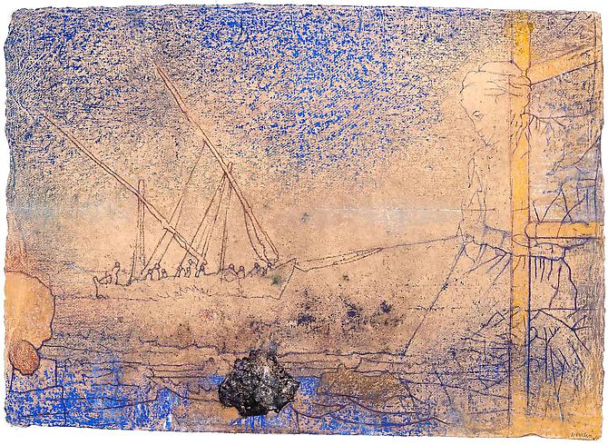  The Immigrants' Stone, 2011 
Pastel on handmade paper
21 x 30 ½ in., Signed by the artist
 Price upon request 