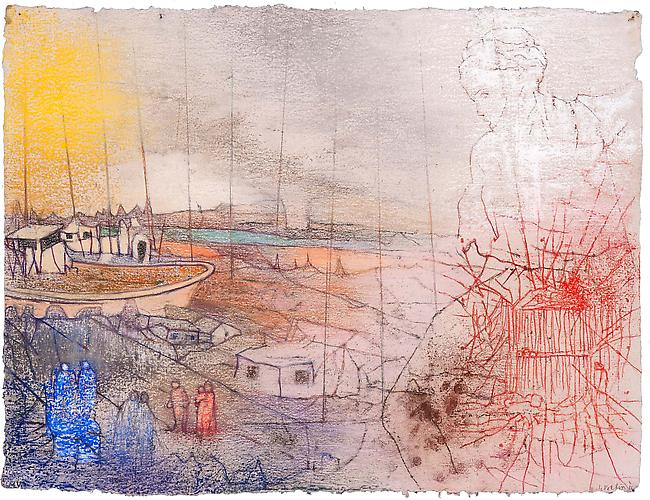  Tsunami, the Red Door, 2011 
Pastel on handmade paper
19 ¾ x 25 5/8 in., Signed by the artist
 Price upon request 
