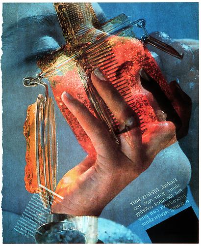 Robert Heinecken 
Recto/Verso #9,  1988
Cibachrome photogram with velum text insert
Image: 14 x 11 inches; Framed: 20.25 x 16.25 inches