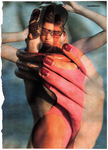 Robert Heinecken 
Recto/Verso #10,  1988
Cibachrome photogram with velum text insert
Image: 14 x 11 inches; Framed: 20.25 x 16.25 inches