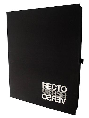 Robert Heinecken; Recto/Verso Portfolio,  1989
Handmade, archival case containing 12 Recto/Verso Cibachrome photograms 
presented in museum board mats with corresponding text printed on vellum and the 
Are You Rea portfolio; Signed and numbered; Edition of 50 plus 10 Artist’s Proofs