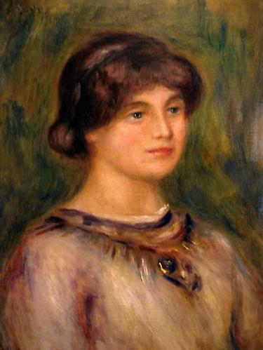 Renoir, Auguste Pierre, 1841-1919
Portrait de Marie Lestringuez, Paris, 1912 
Oil on canvas
18 1/2 x 15 inches