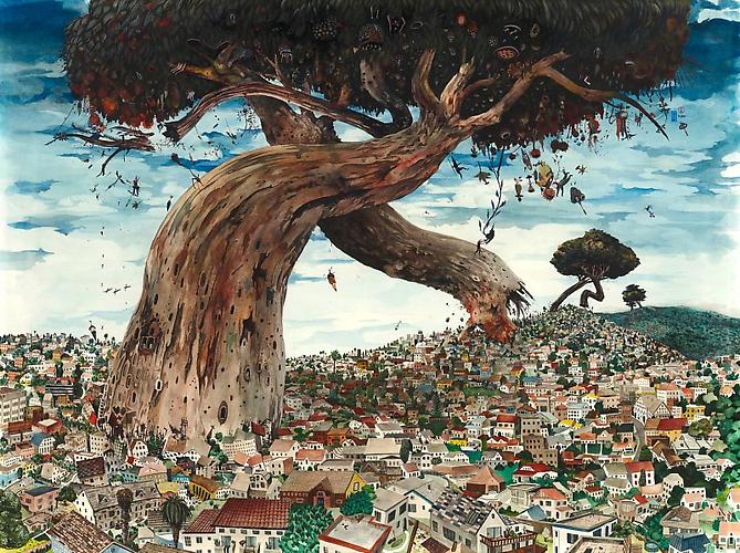Rob Sato
Fall Season, 2010
Watercolor & acrylic on board 
30 x 40 inches