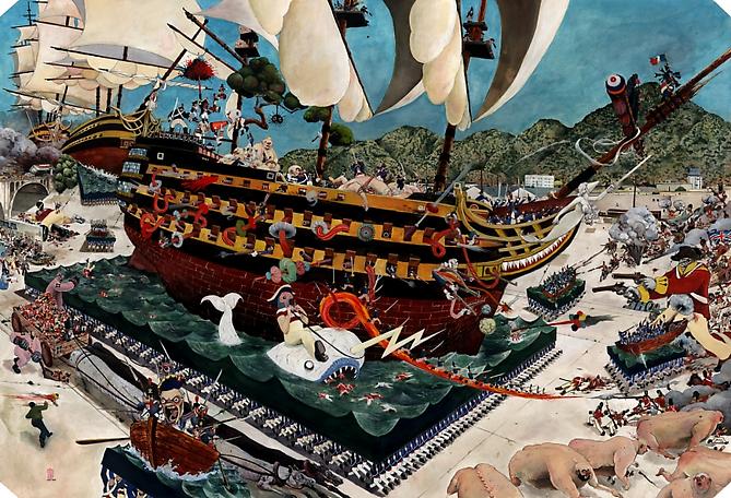 Rob Sato
Land Admiral Lefebvre's Fleet Makes Sail in the New World, 2008
Mixed media on paper
30 x 44 inches