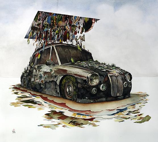 Rob Sato
Out of Shift, 2012
Watercolor on Mohachi paper
22.5 x 32 inches