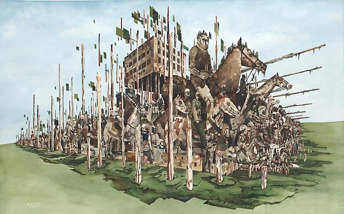 Rob Sato
The Mad March, 2012 
Watercolor on Arches
20 x 32 inches