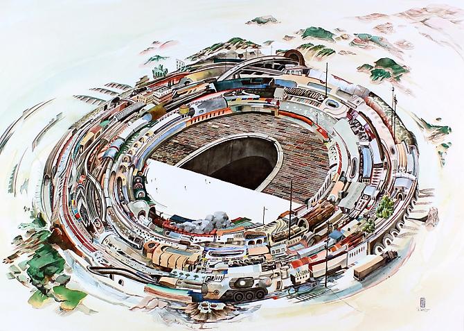 Rob Sato
The Open End, 2011
Watercolor on Arches paper
22.5 x 32 inches