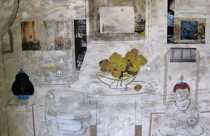 Scene in the Eye of the Buddha II
48" x 72"
mixed media on canvas
2011