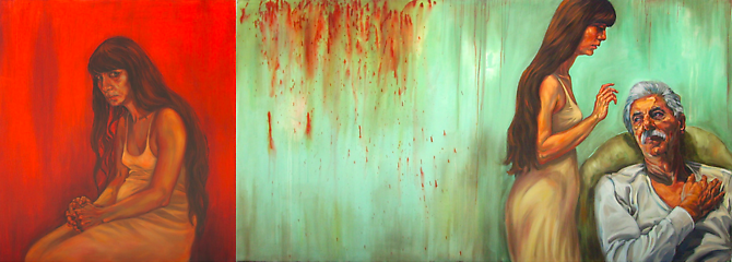 Nasty Skirt (2010)  -  Enquire 
Acrylic & Oil on Canvas
100 x 280 cm