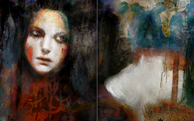 Heads in the Sand (2012) -  Enquire 
Mixed Media on Canvas (Diptych)
48 x 60 " ea.