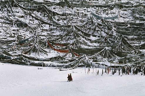 Prayer flags, planted to bring happiness and prosperity, cover a hillside in Machen, Tibet
2001
C-type print on Fuji Crystal Archive paper