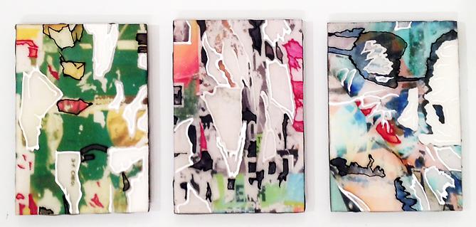 Shred Study Triptych I, 2013
C-print, resin, acrylic on panel
6 x 12 inches