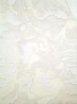 Shred in White I, 2013
Resin and acrylic on panel
19 1/2 x 17 1/2 inches