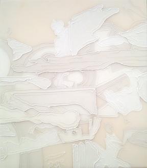 Shred in White II, 2013
Resin and acrylic on panel
19 3/4 x 17 1/4 inches