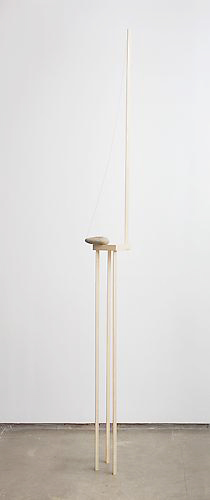  Stability Study (table) , 2012, wood, rock, wire, magnet, 108 x 12 x 12 inches