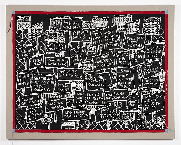 Strike First Strike Hard, 2012
Merino wool stitched onto linen canvas
63 x 80 inches