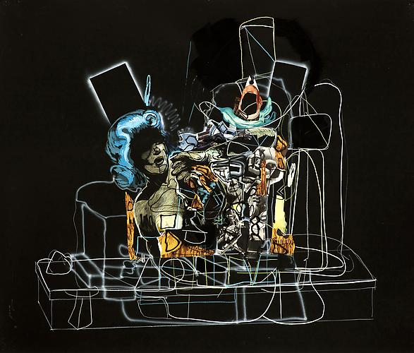 Superposition Table (With K.P.), 2011
Collage with acrylic, gesso, crayon, and pencil
45 x 61 inches