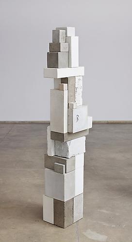  Surrogate (JS) , 2012, cement, clock movements, mica, 68.5 x 10 x 13 inches