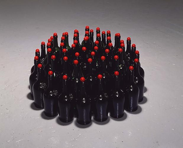 Tony Feher
(Birth Stone) 2008 
14 x 30 inches
glass bottles, glass marbles