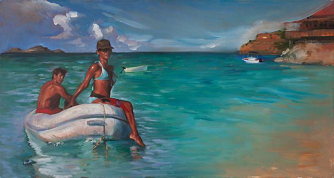 The Arrival By Sea of Raina Bouvier 3000, 2009
Oil on linen
16 x 30 inches