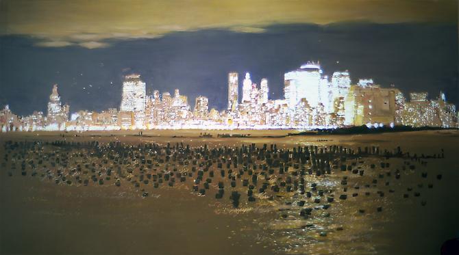 Dusk (In collaboration with Shoja Azari), 2011
Video projection on canvas
30 x 89 in / 127 x 226.1 cm