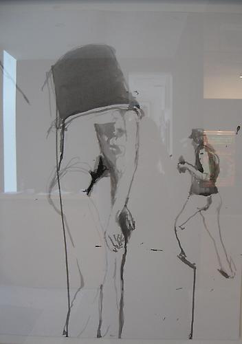 Nicole Wittenberg
 Two Guys in a Bucket , 2012
Ink on paper
24 x 19 inches