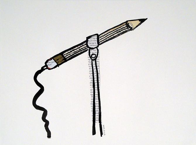 Spoken Word, 2000
Ink and collage on paper
9 x 11.5 inches