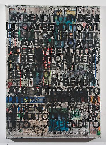 Jose Camacho
Untitled (b-Ay bandito)
Enamel and acrylic polymer on paper mounted on canvas
36" x 26"
2011