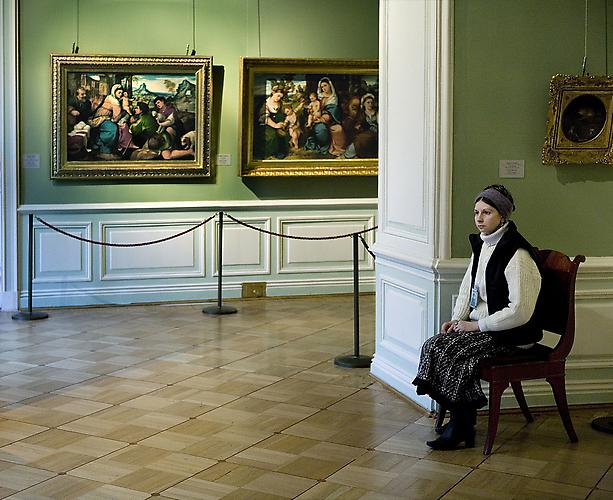 Andy Freeberg,  Bonifazio Veronese's Adoration of the Shepherds and Madonna and Child with St. Catherine, St. John the Baptist, St. Dorotea and St. Anthony the Abbot, State Hermitage Museum , 2008
Archival pigment print