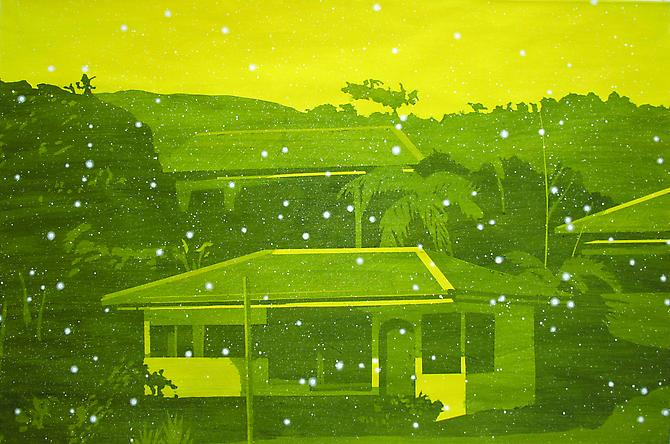 Volcano Village - Yellow 2011
Liquid Graphite and Acrylic on paper
20x30