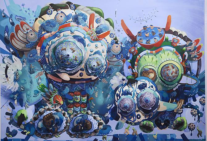  Water , 2012
Acrylic on canvas & cut out paper
54 x 78 inches
