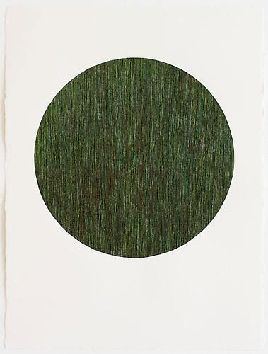 Where We Once Stood #2, 2009
Peacock feathers on watercolor paper
30 x 23 inches