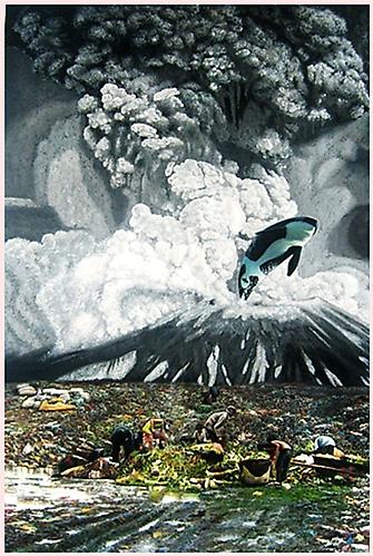 Erupted Minds, 2009.
Oil on canvas, 72 x 48 inches.