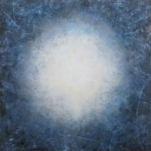 Omega Point 7 (2012)
Oil, enamel, picgment, cold wax on canvas
76h x 76w in (193.04h x 193.04w cm)
