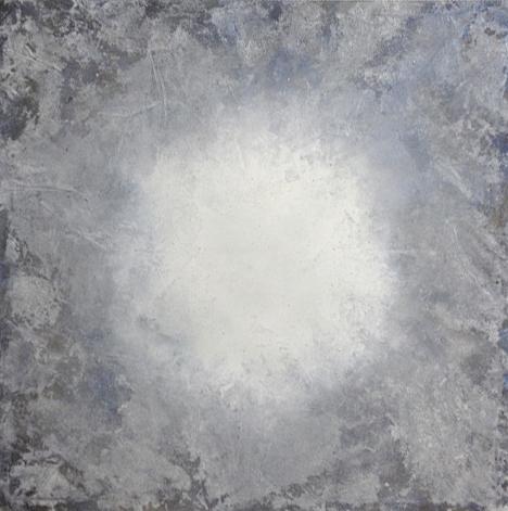 Ryan Wallace, Omega Point (Silver) (2013)
Oil, Enamel, Pigment, Cold Wax On Canvas
48h x 48w in (121.92h x 121.92w cm)