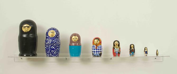 Persian Dolls 2009
Acrylic on wood dolls
8 dolls with heights 10 to 2 in / 25 to 5 cm
