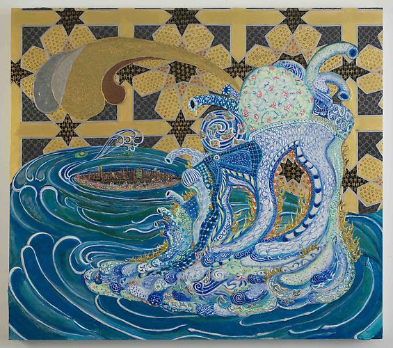 The Source 2009
Acrylic and glitter on gessoed panel
54 x 48 in / 137 x 122 cm