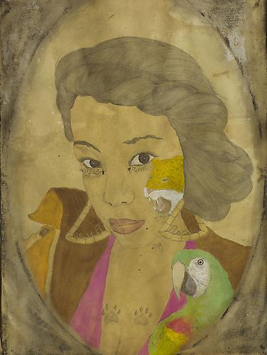 La Quita of the Tairona (2012)
Acrylic, Ink, Coffee, Tea On Paper
30h x 22.5w in (76.2h x 57.15w cm)