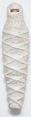 Mummified Barbie, 2009
Barbie doll, mixed media
11 x 3 x 1 inches