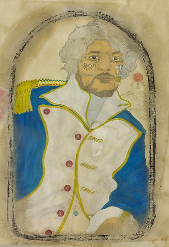 “I Haven’t Thought About My Own Reward.  I Didn’t Really Come Here On My Own Accord.” 1792 (2012)
Acrylic, Ink, Coffee, Tea On Paper
44h x 30w in (111.76h x 76.2w cm)
