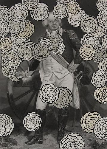 Andrew Schoultz, Smoking Cannon (1840- 2011)
Acrylic On Antique Copper Plate Etching
16h x 12w in (40.64h x 30.48w cm)