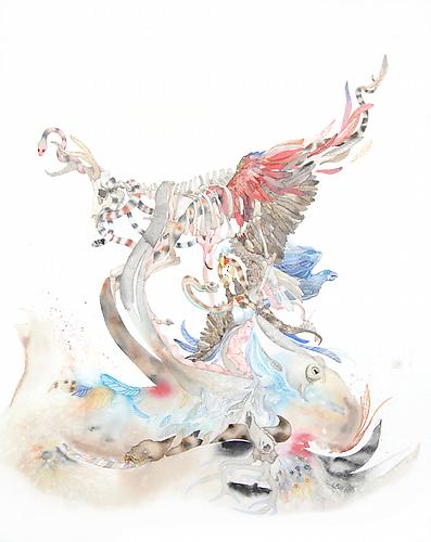 Laura Ball, Capture (2013)
Watercolor On Paper
20h x 16w in (50.8h x 40.64w cm)