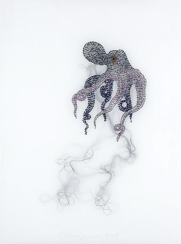 Rob Wynne
Octopus, 2008
Glass beads and threads on velum
21 x 27 inches