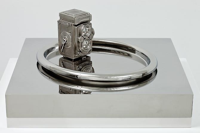 Ordinary Obsessions (Rolleiflex) 
2010
Stainless steel
9 ½ x 19 ¾ x 19 ¾ inches