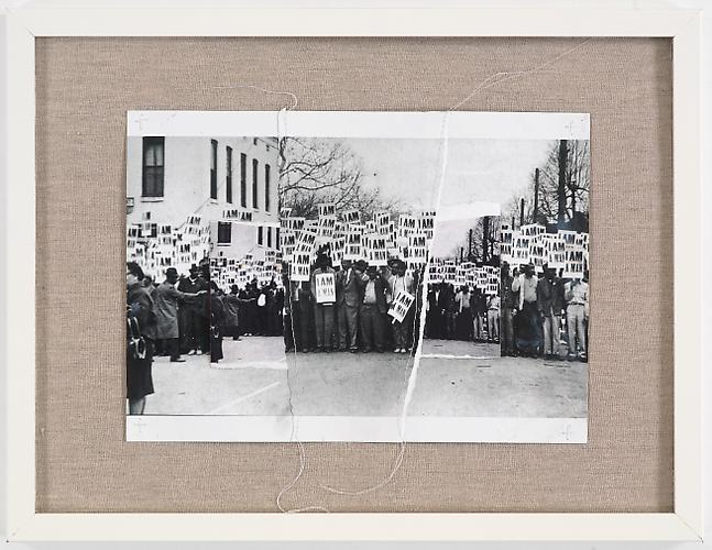 Bradley McCallum & Jacqueline Tarry
Assertation and Distortion   2009
Collage photograph, thread, on linen
12.75 x 16.75 in