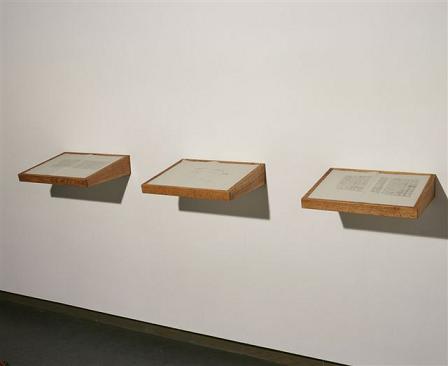 REGISTERS OF ATTENDANCE | PEN AND INK ON VELLUM MOUNTED ON WOOD AND GLASS LECTERN-SHELF | DIMENSIONS VARIABLE | ONGOING SINCE 1999