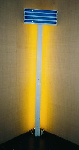 Dan Flavin
Untitled (for S.D.)   1992
Yellow and filtered ultraviolet fluorescent light
96 x 24 x 8 in
Edition 3 of 5
Courtesy Edelman Arts, Inc.