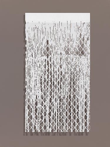 Falling Water II, 2010
Cut paper, Chinese xuan (rice) paper on silk
27 x 50 inches